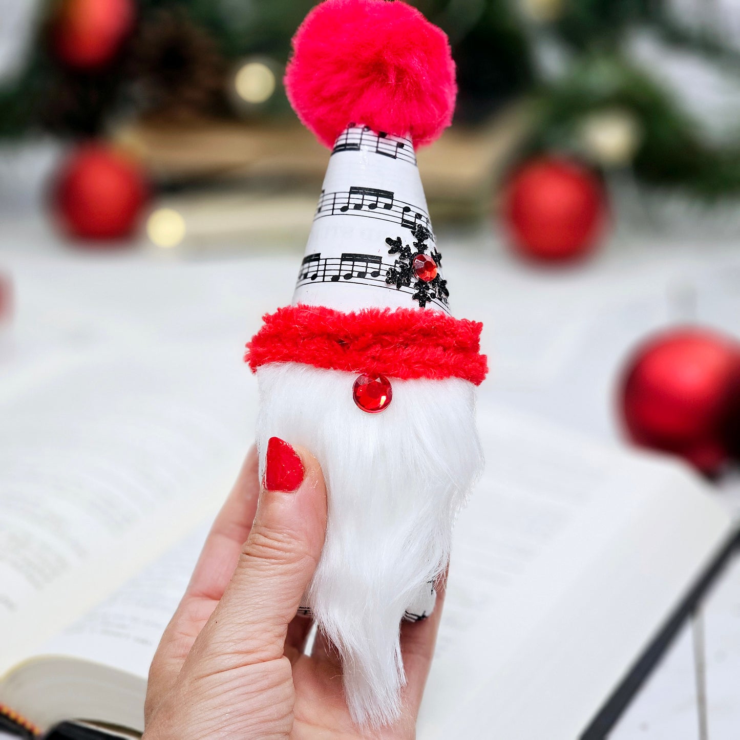 Sheet Music Gnome Christmas Ornament