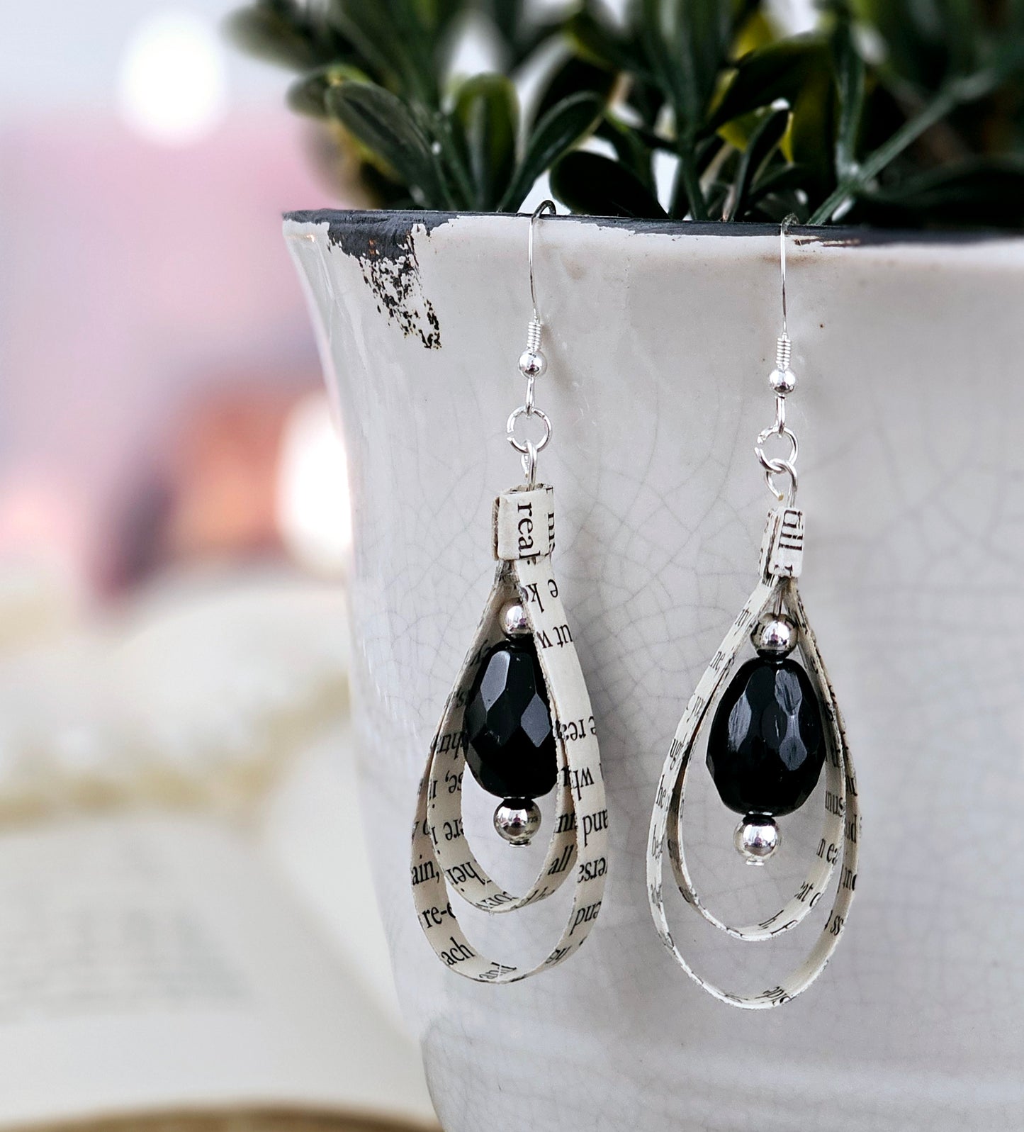 Book Page Tear Drop Earrings for Book Lover, Teacher and Book Club Gifts