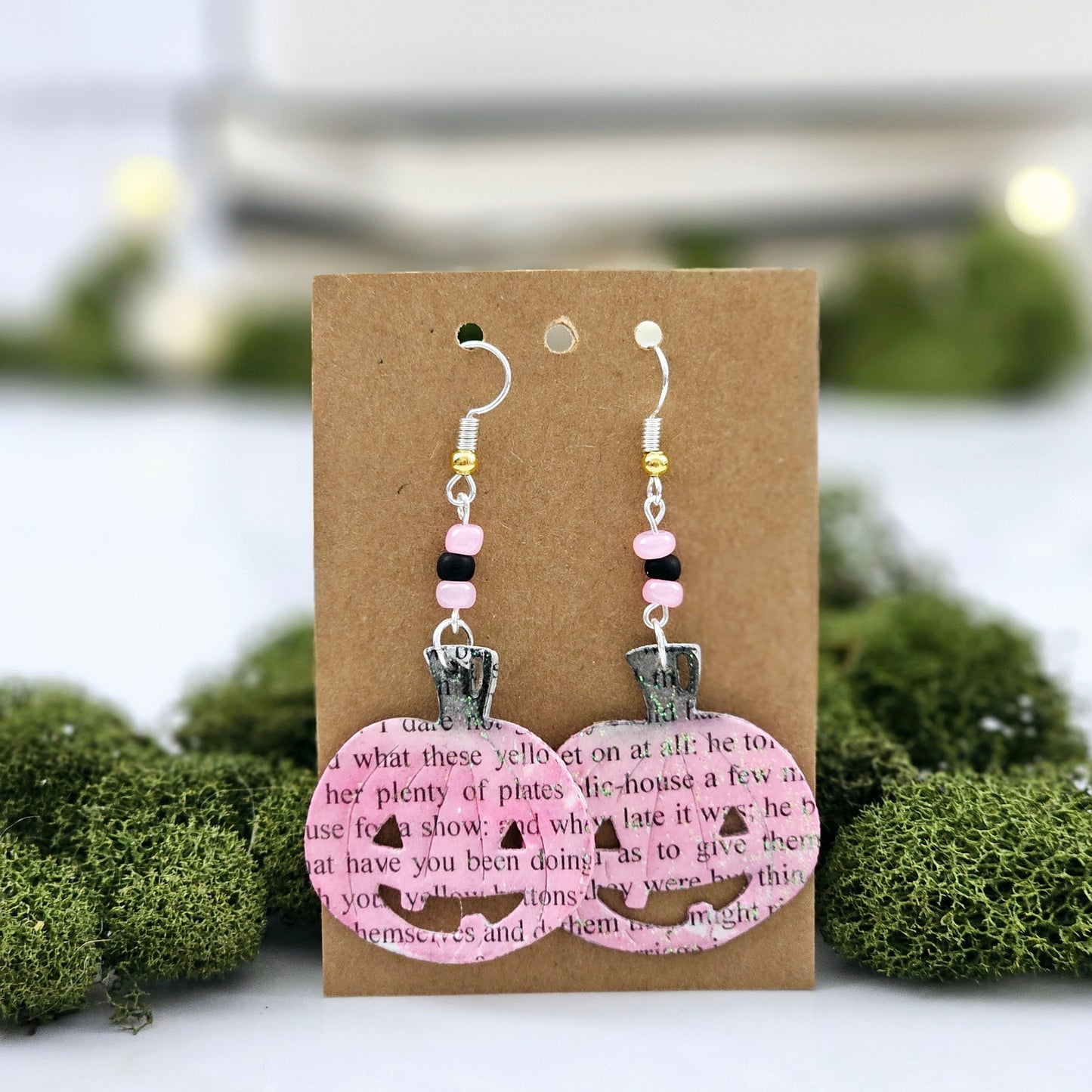 Pink Chunky Pumpkin Dangle Earrings
