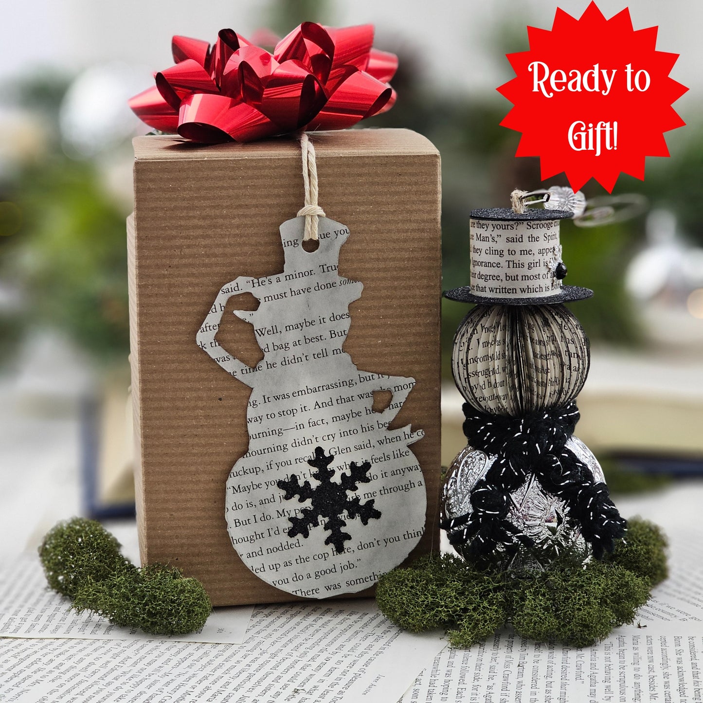 Book Page Snowman Ornament