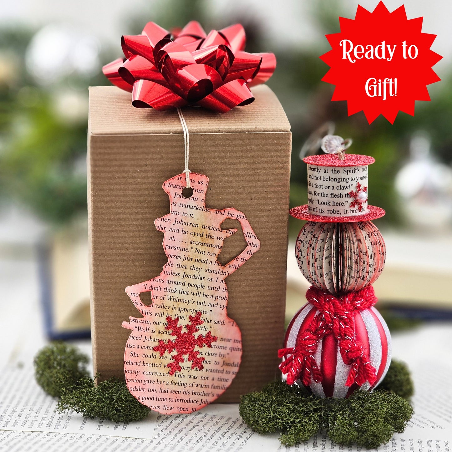 Snowman Book Page Ornament