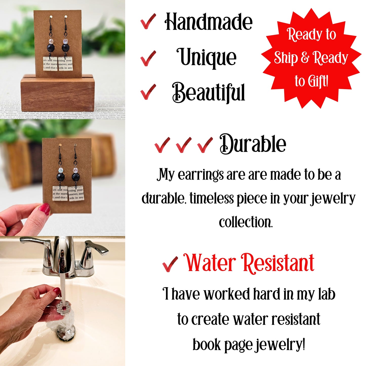 Geometric Book Page Dangle Earrings