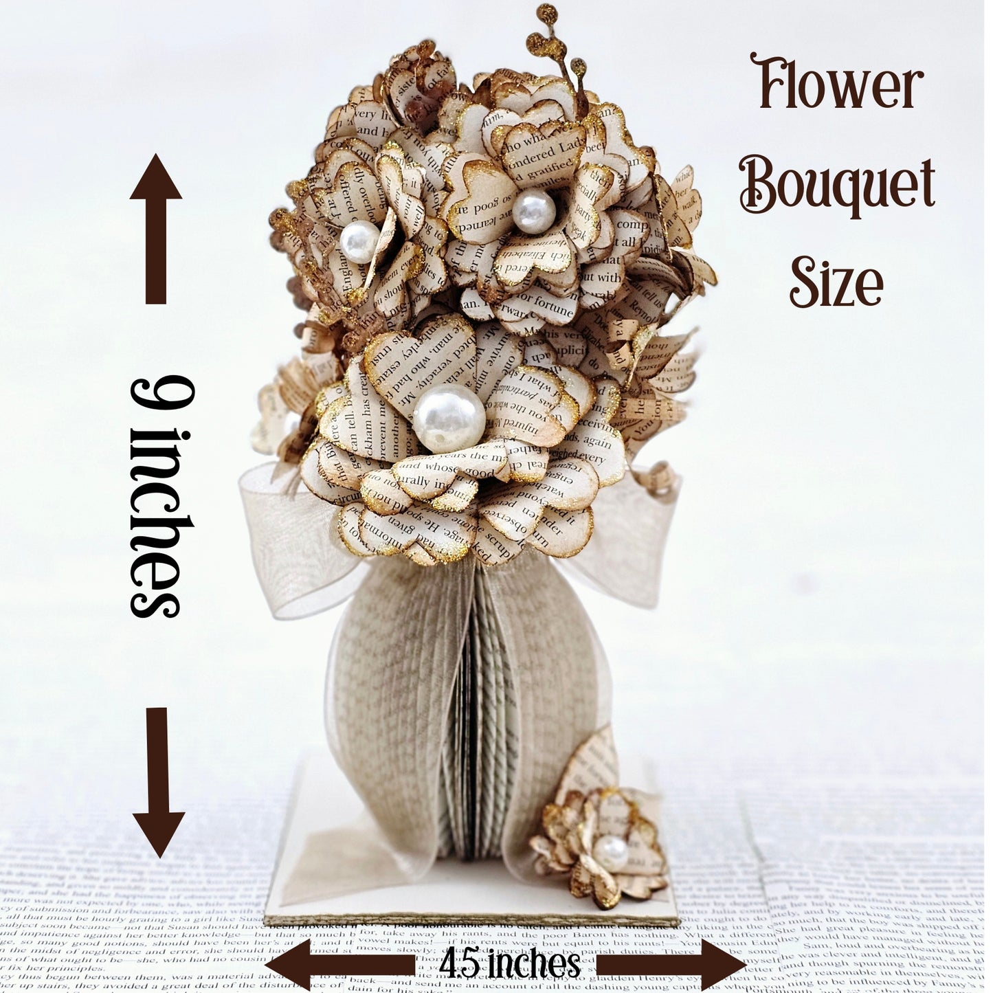 Vintage Book Page Flower Bouquet