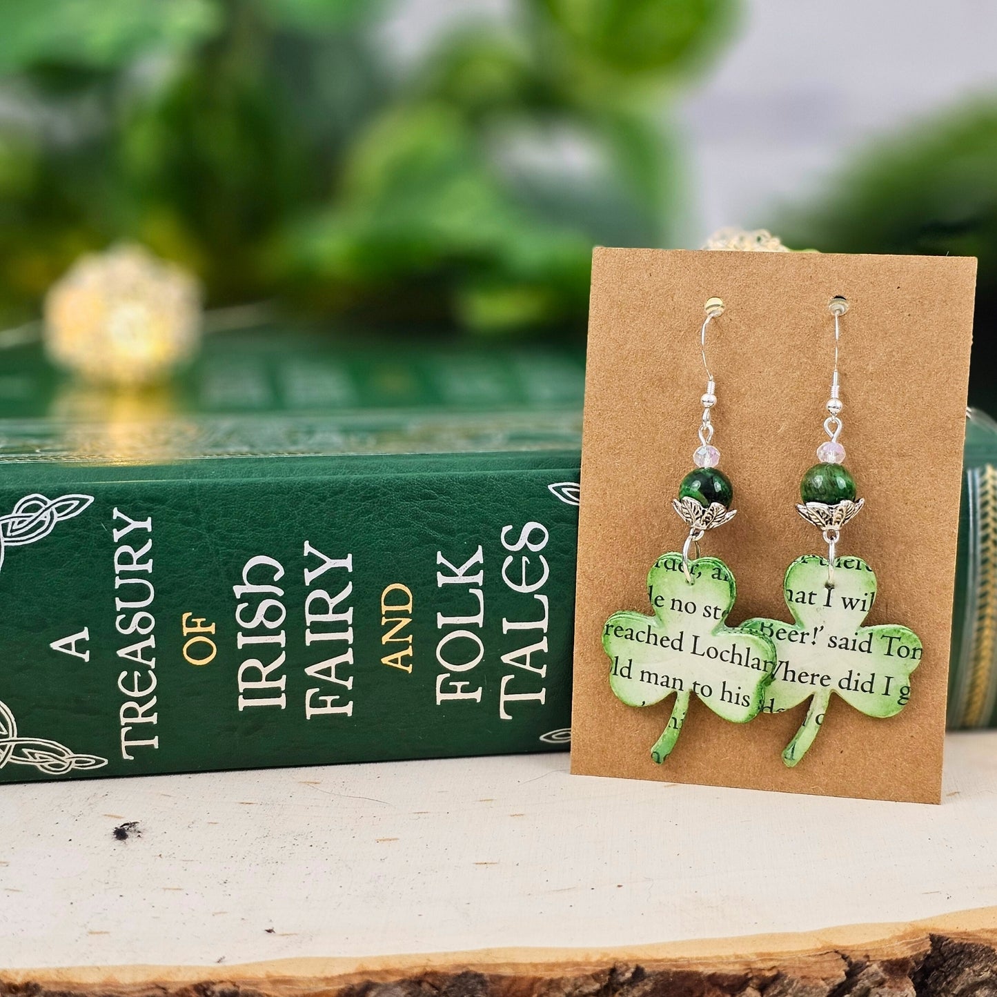 Shamrock Book Page Earrings
