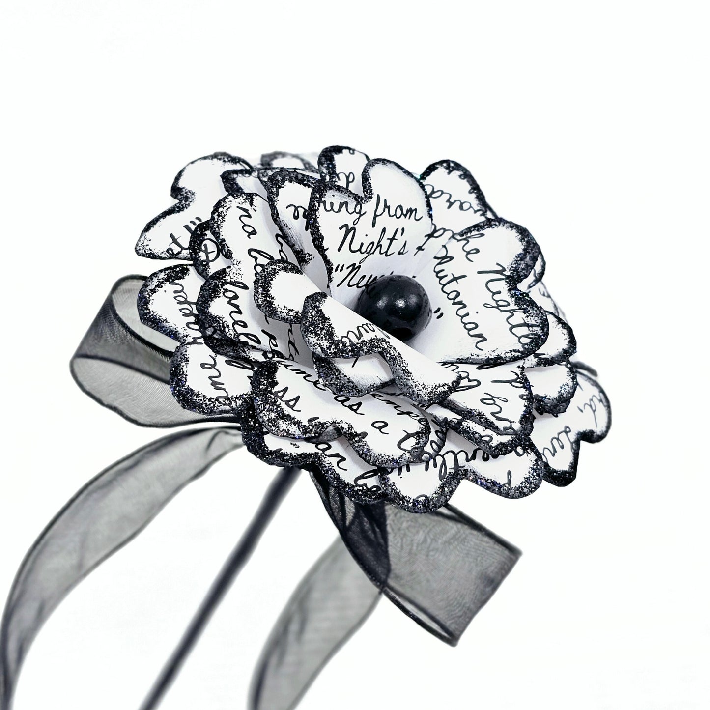 Single Stem Paper Rose made from The Raven by Edgar Allan Poe