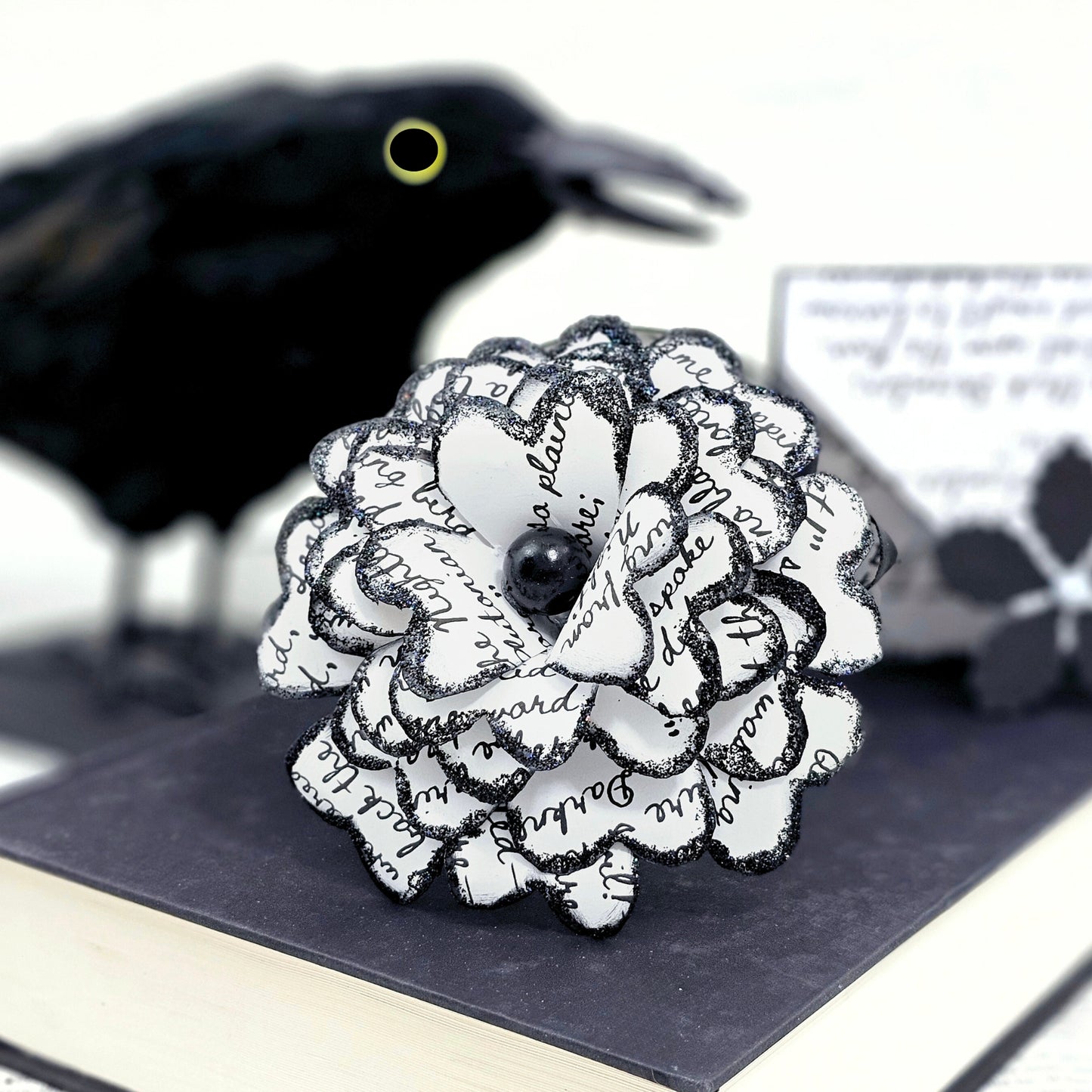 Single Stem Paper Rose made from The Raven by Edgar Allan Poe