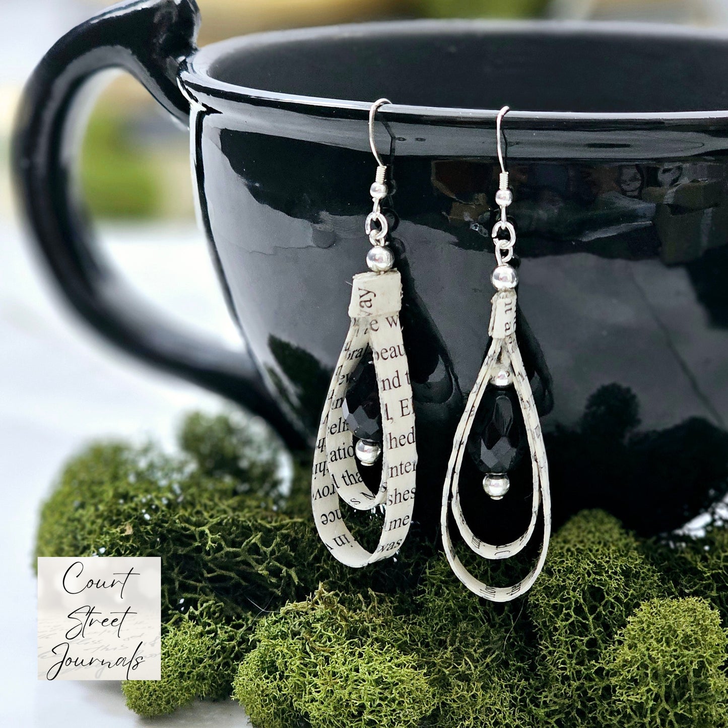 Book Page Tear Drop Earrings for Book Lover, Teacher and Book Club Gifts