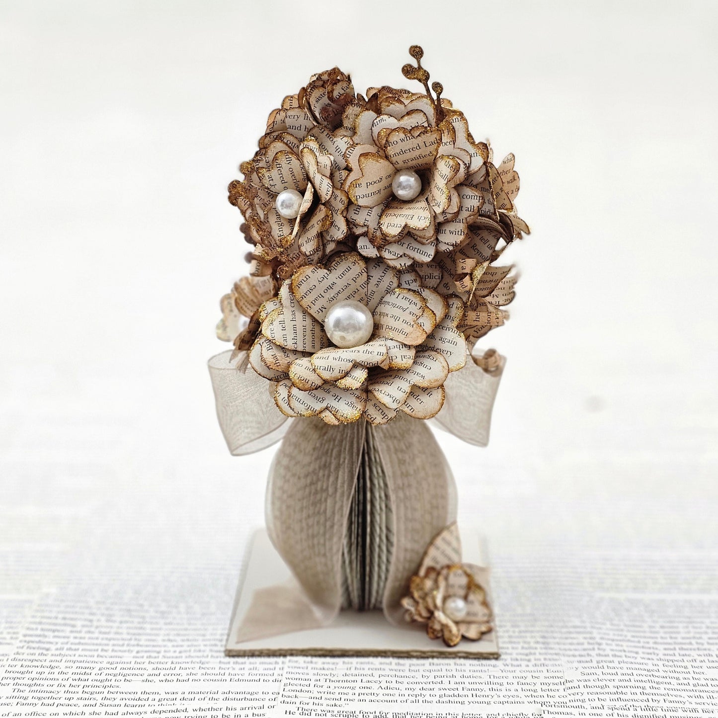 Vintage Book Page Flower Bouquet