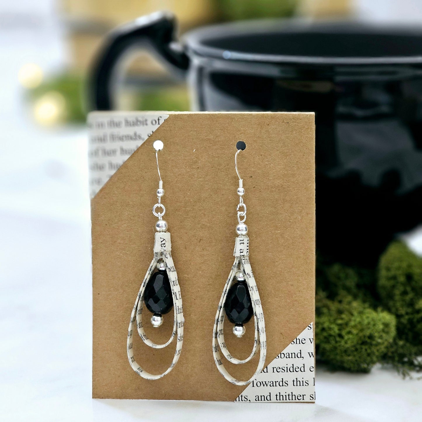 Book Page Tear Drop Earrings for Book Lover, Teacher and Book Club Gifts