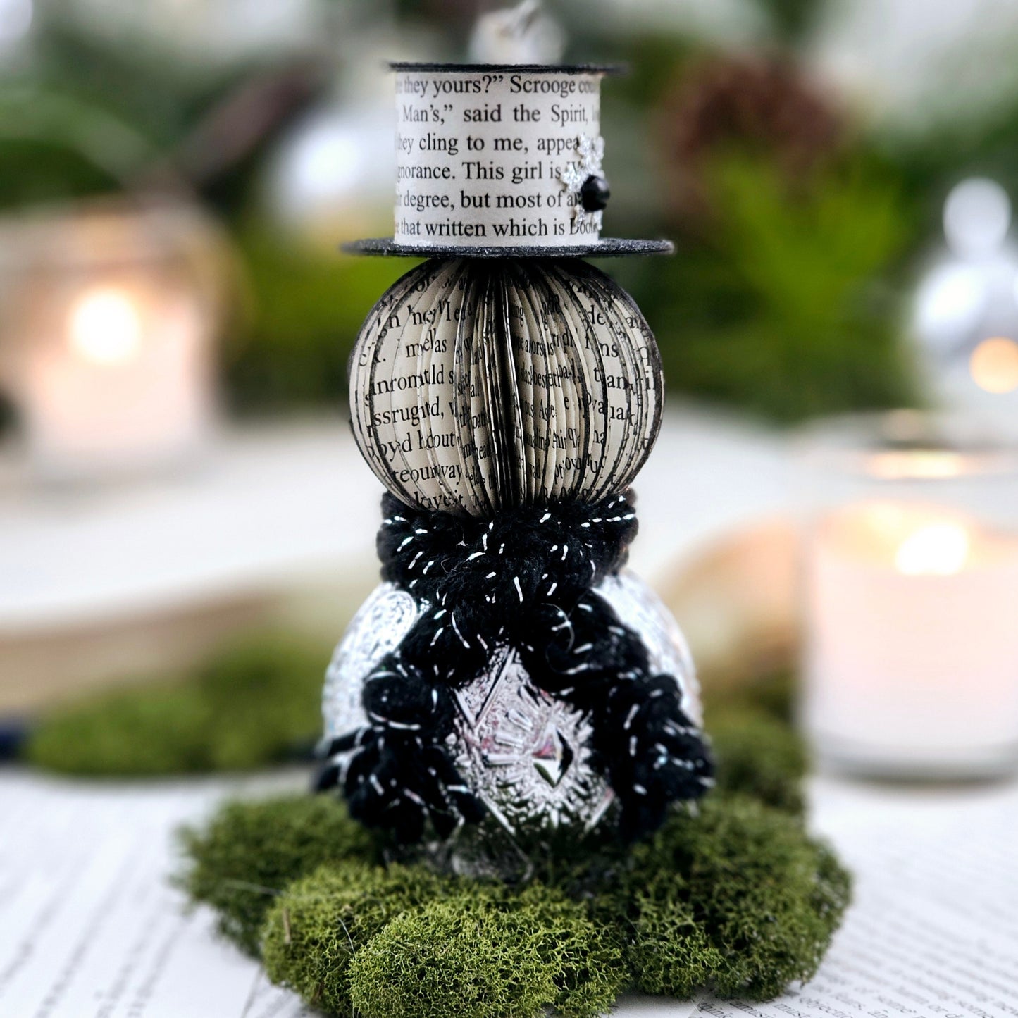 Book Page Snowman Ornament