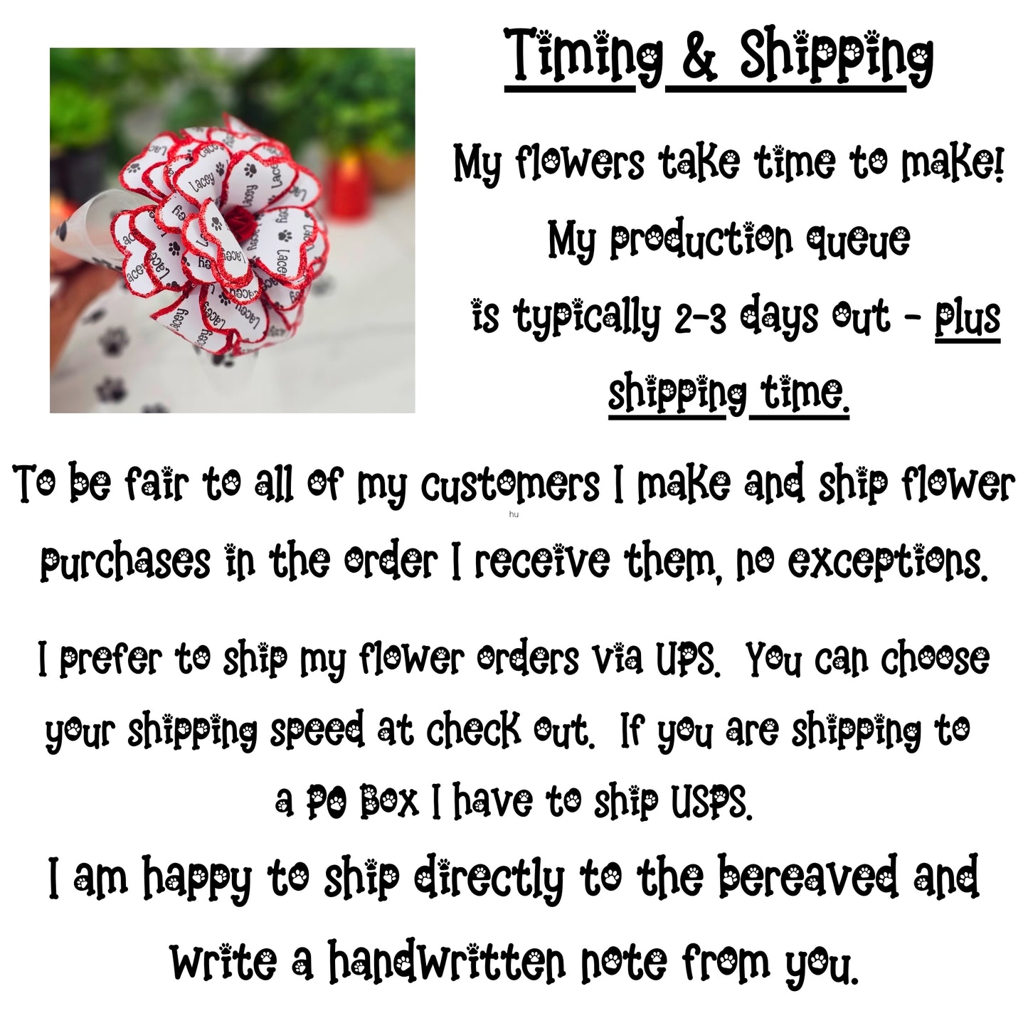 Red Personalized Pet Memorial Paper Flower