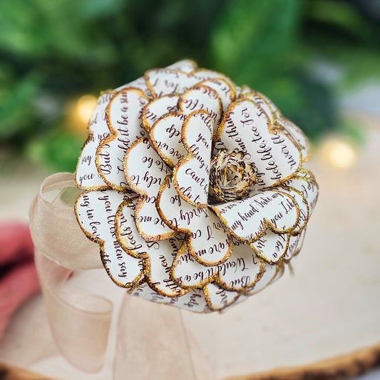 Personalized Song Lyric Paper Rose in a Vintage Style, Boxed and Ready to Gift