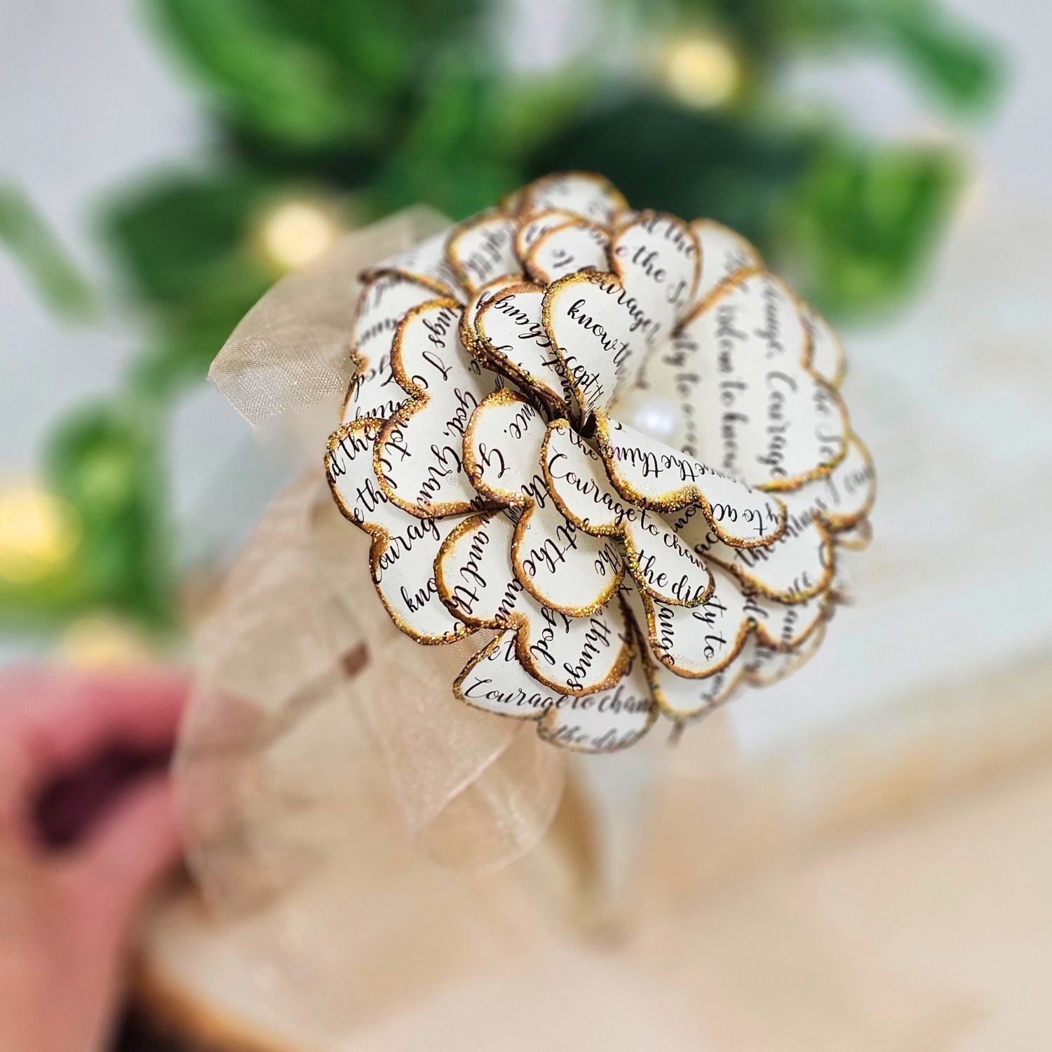 Serenity Prayer Flower - Handmade from Paper in a vintage style