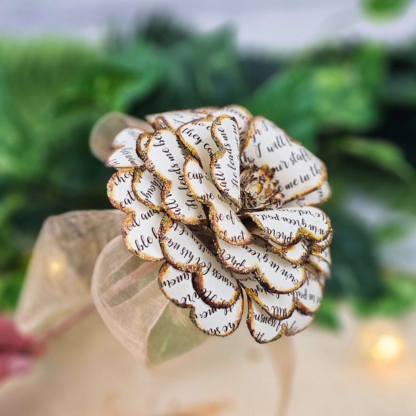 Psalm 23 Paper Rose - Christian sympathy gift handmade from high quality paper