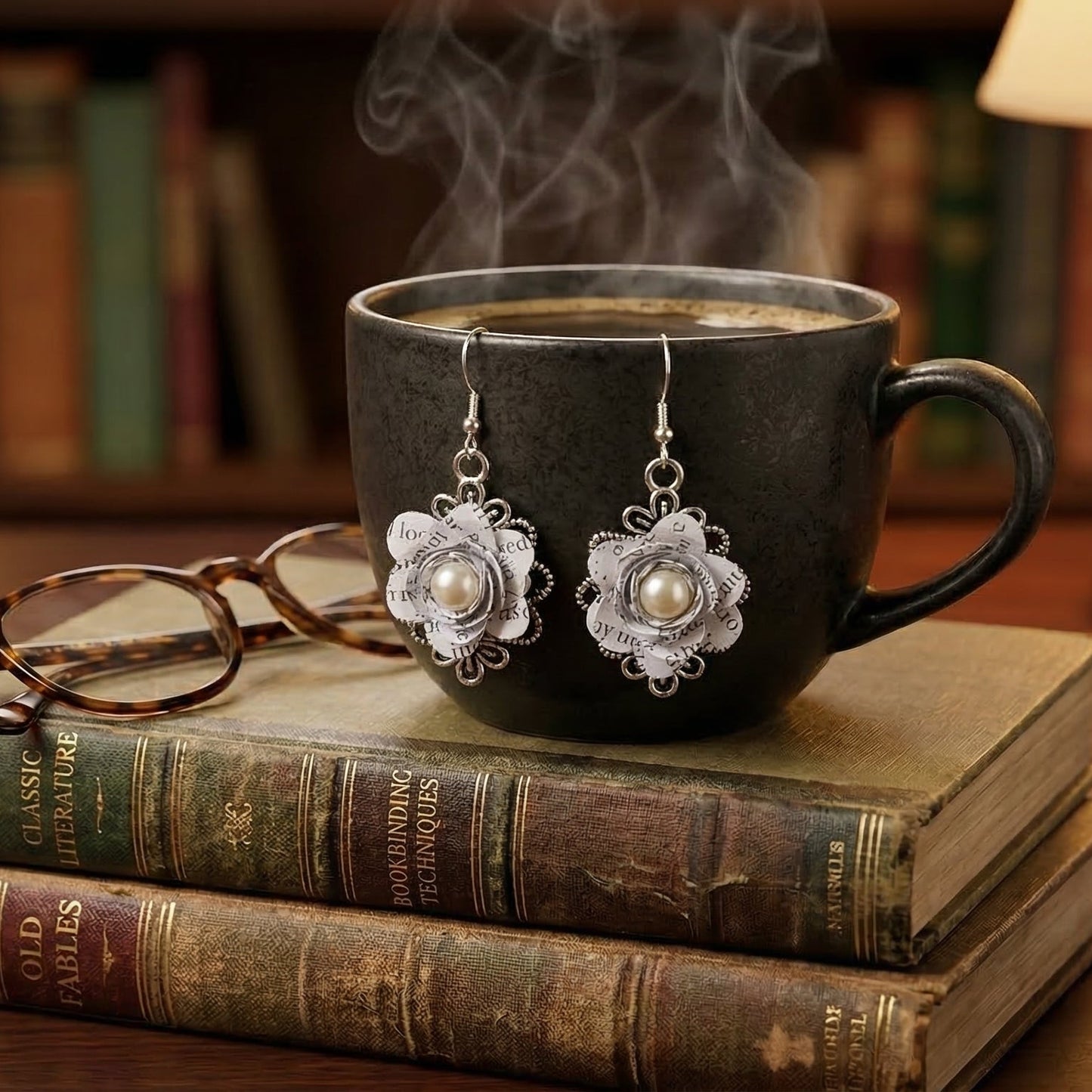 book page floral earrings for gifts for librarians, teachers, and book lovers