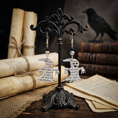 Ghost Book Page Earrings | Halloween Literary Jewelry for Book Lovers