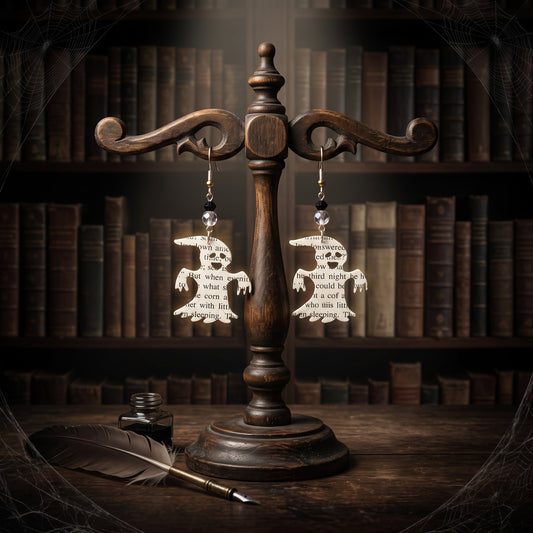 Ghost Book Page Earrings | Halloween Literary Jewelry for Book Lovers
