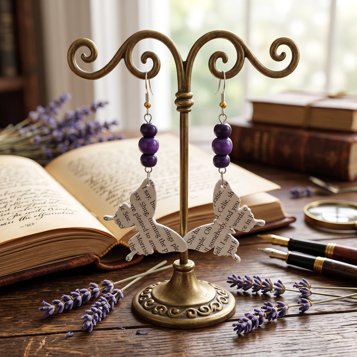 Book Page Butterfly Earrings