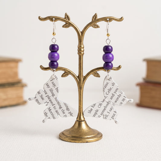 Book Page Butterfly Earrings