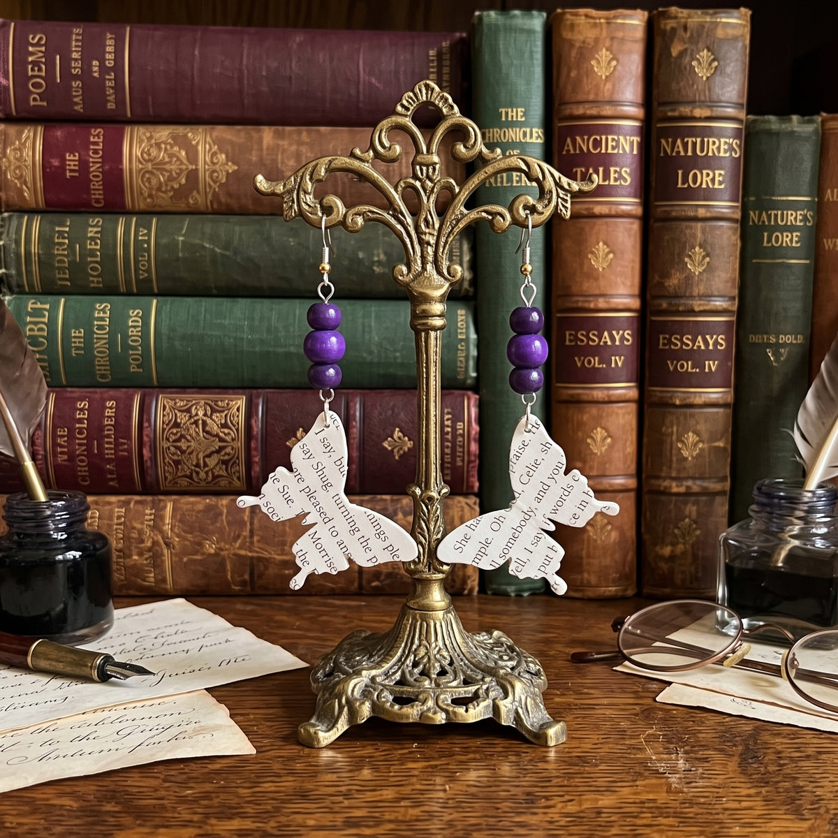 Book Page Butterfly Earrings