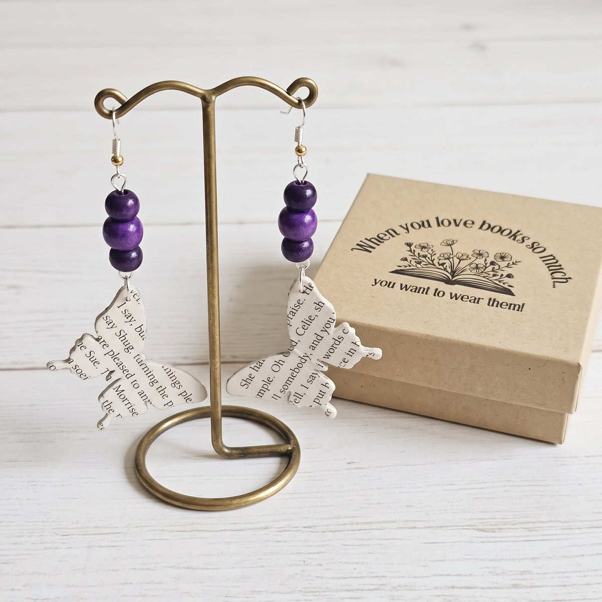 Book Page Butterfly Earrings