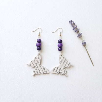 Book Page Butterfly Earrings