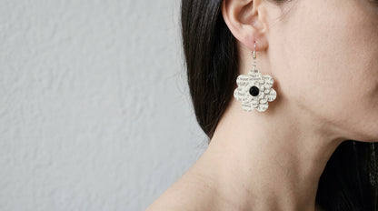 Black Flower Book Page Earrings | Literary Dangle Earrings for Book Lovers