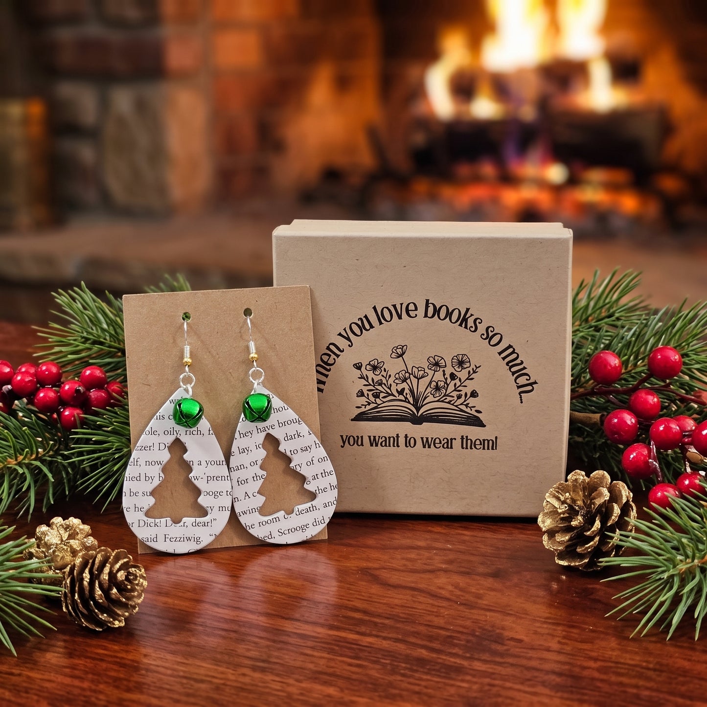 Book Page Christmas Tree Earrings – A Christmas Carol