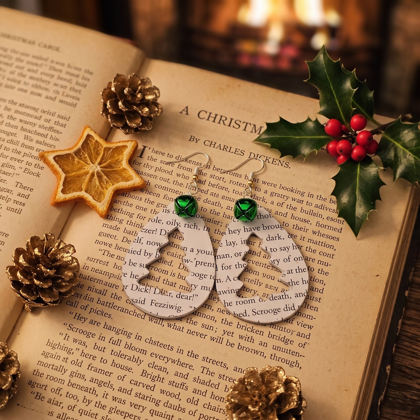 Book Page Christmas Tree Earrings – A Christmas Carol