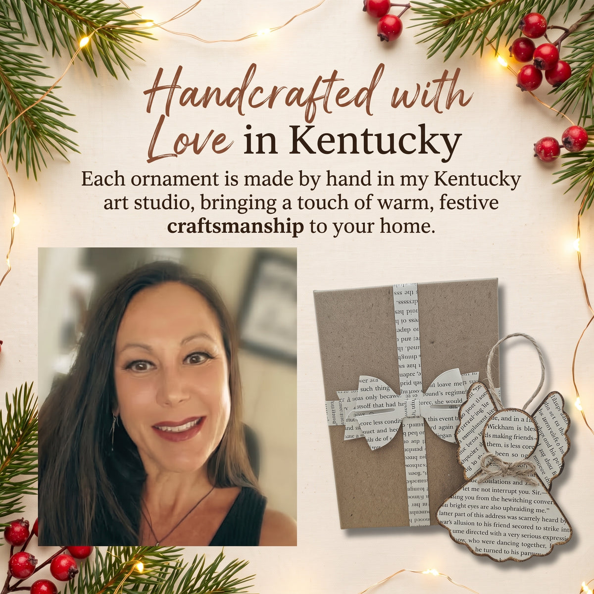 Vintage Style Book Page Angel Christmas Ornament