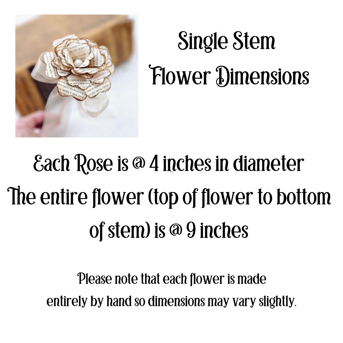 Single Stem Vintage Book Page Roses