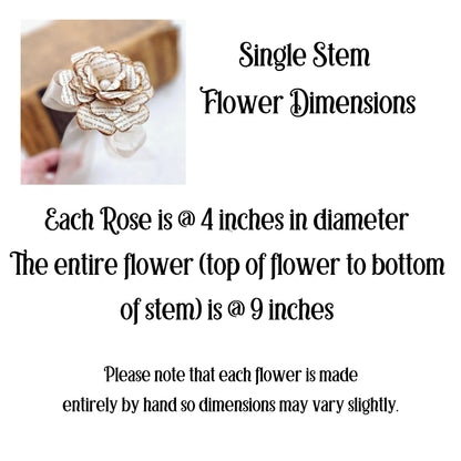 Single Stem Vintage Book Page Roses