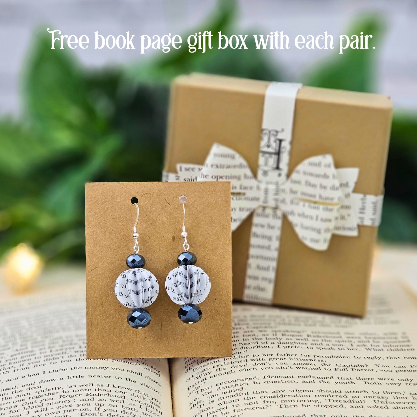 Earrings made from books - perfect gift for librarians and readers