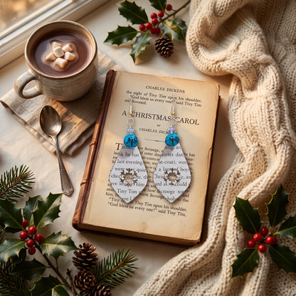Book Page Snowflake Teardrop Earrings – A Christmas Carol