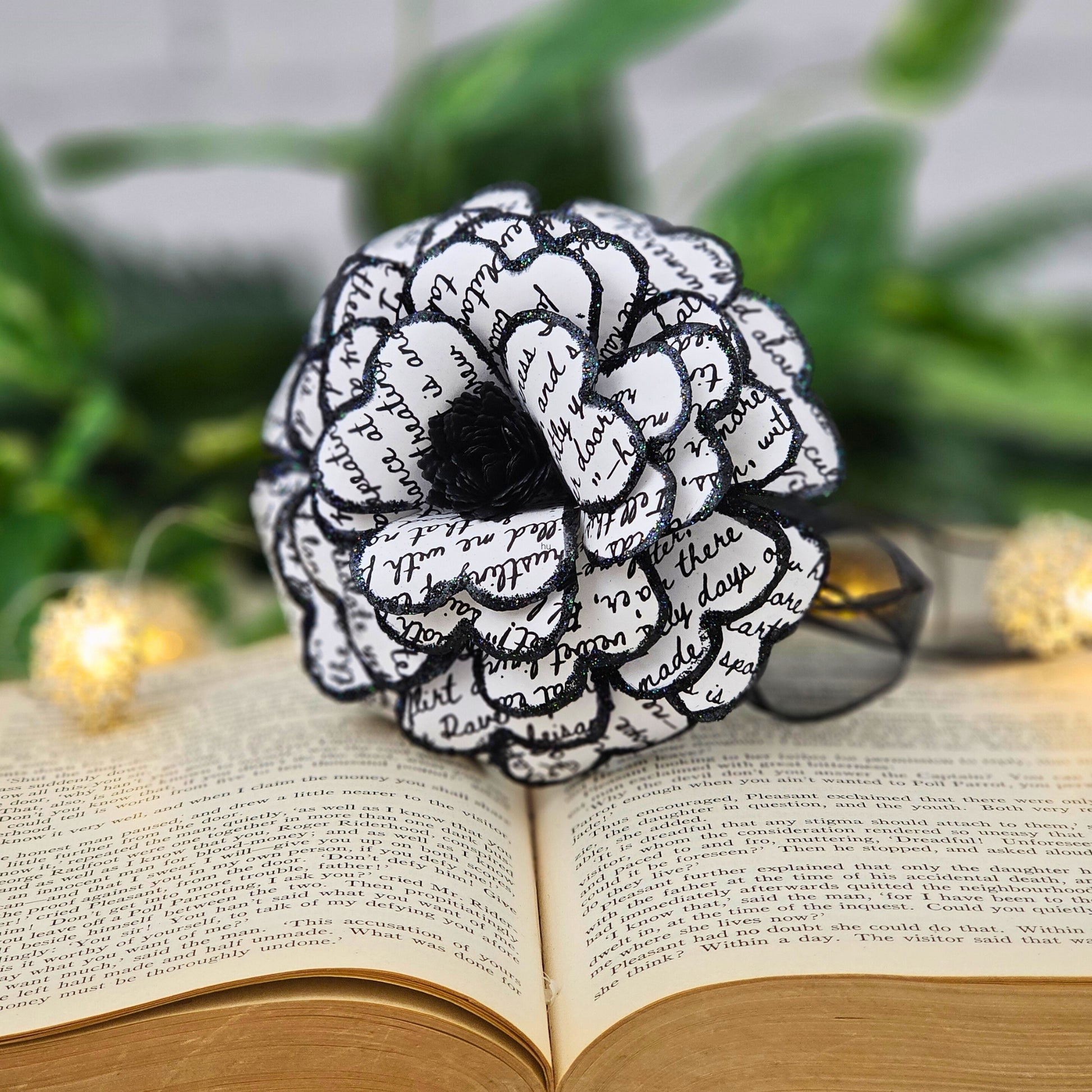 Edgar Allan Poe Raven paper rose handmade from The Raven poem pages