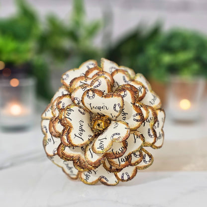 Rustic paper rose memorial flower for loss of beloved horse - handcrafted keepsake