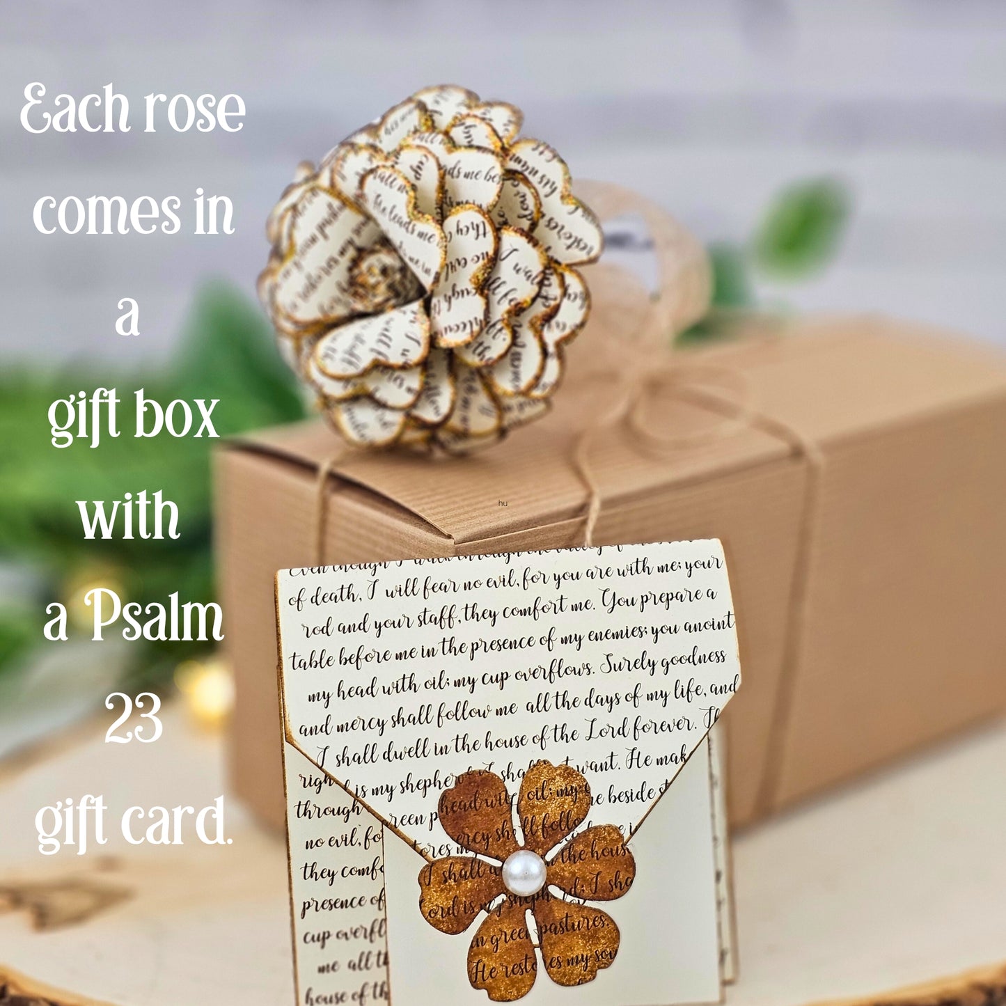 Vintage Style Paper Rose with Christian Sentiment