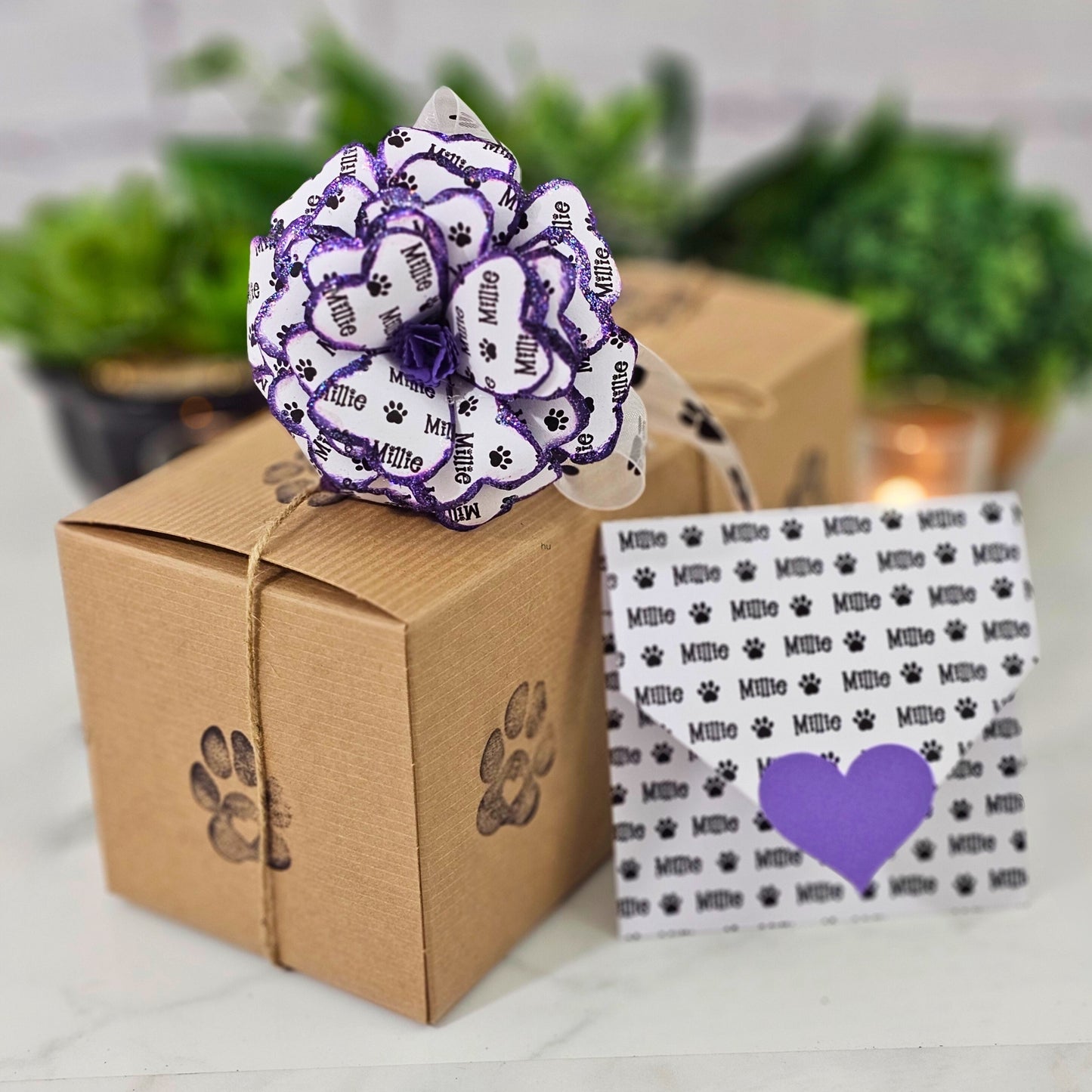 Blue pet memorial rose packaged and ready for delivery as sympathy gift