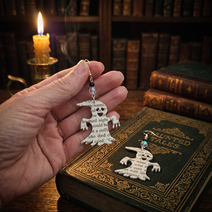 Ghost Book Page Earrings | Halloween Literary Jewelry for Book Lovers