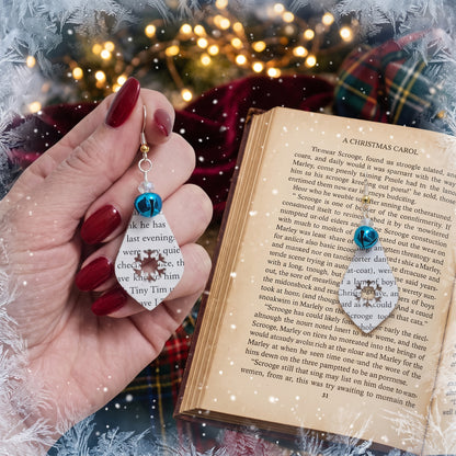 Book Page Snowflake Teardrop Earrings – A Christmas Carol