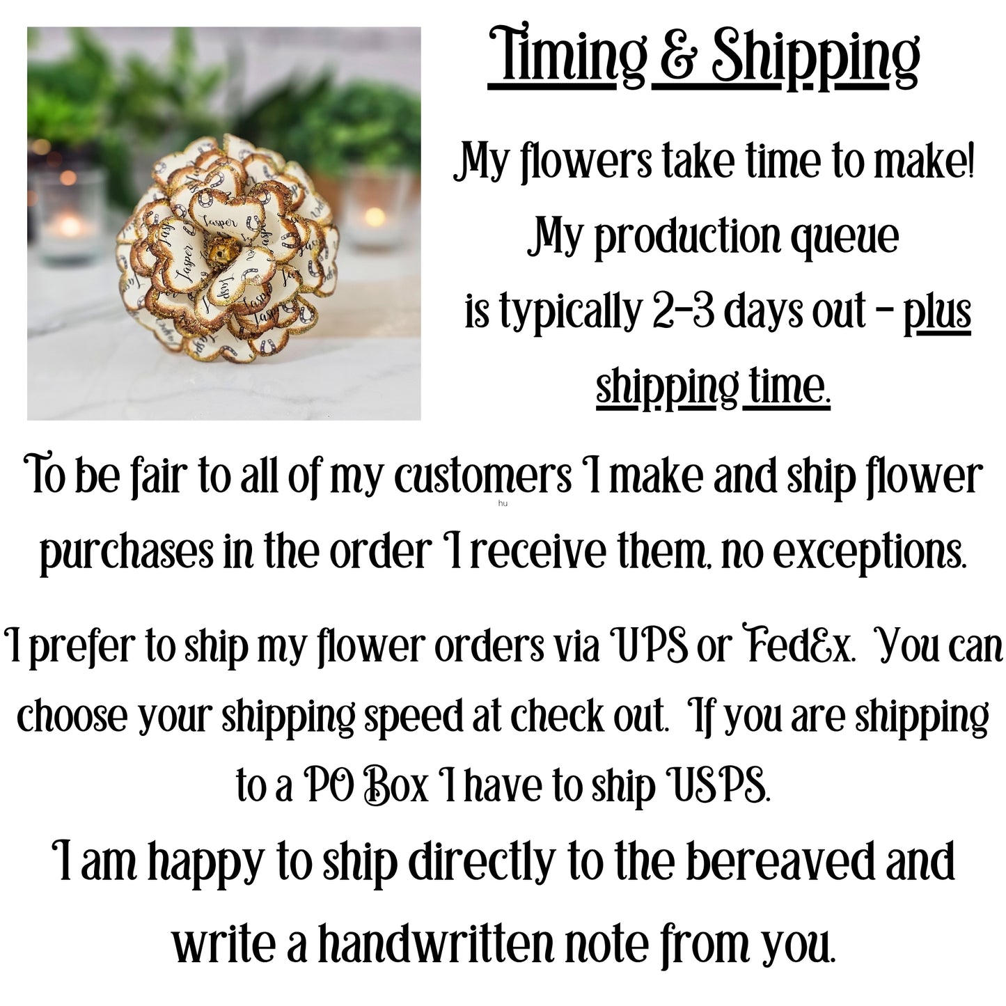production takes 2-3 days plus shipping time