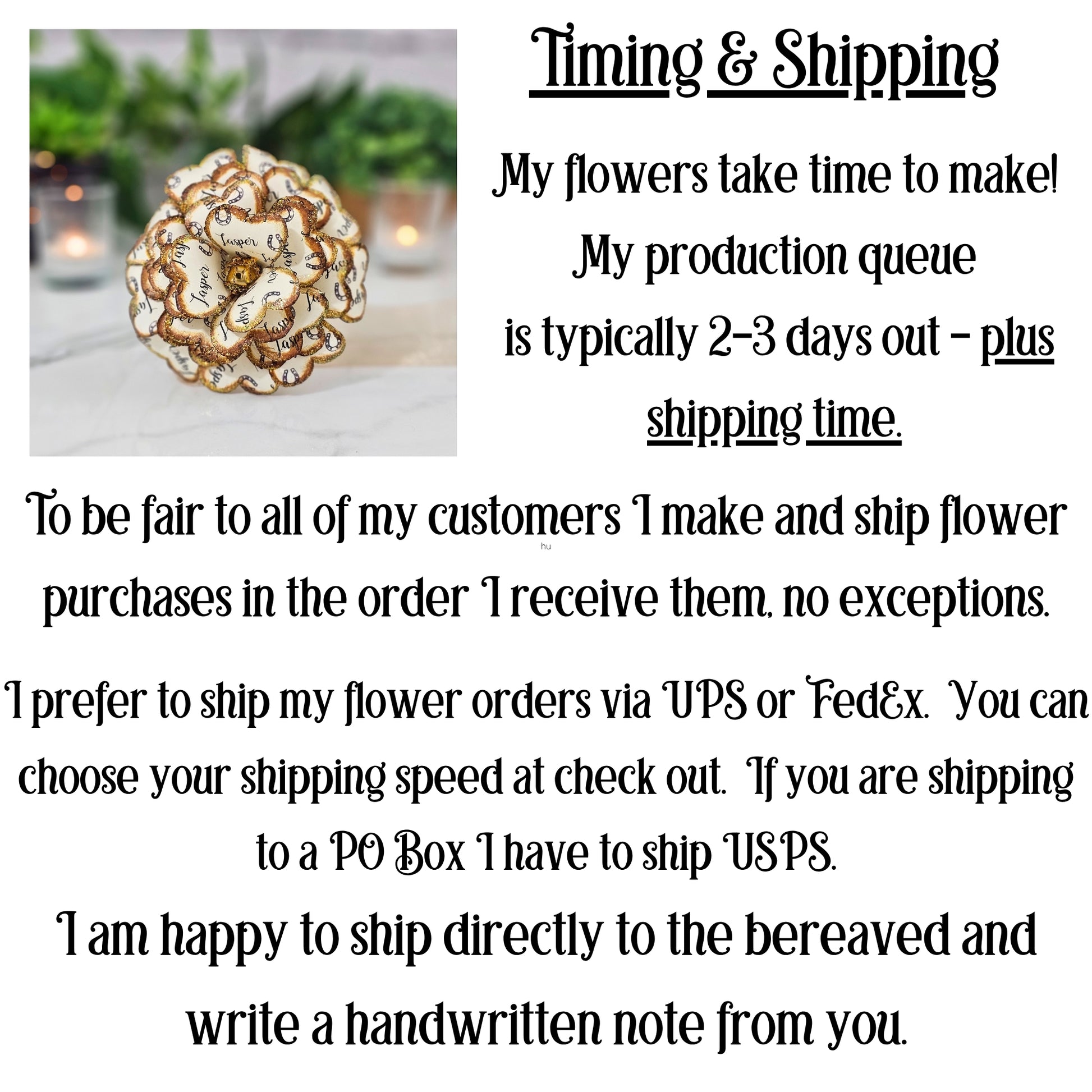 production takes 2-3 days plus shipping time