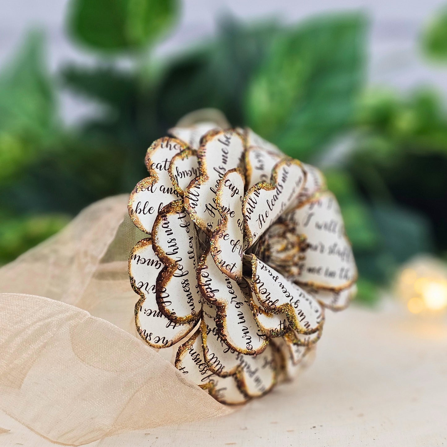 Psalm 23 Christian memorial paper rose - handmade sympathy gift for bereavement