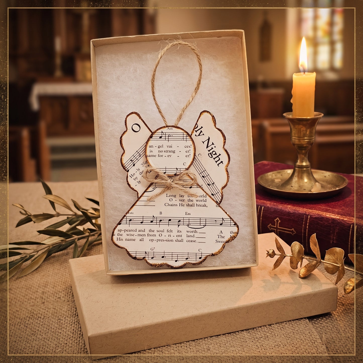 O Holy Night Paper Angel Ornament | Handmade Hymn Page Keepsake
