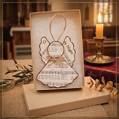 O Holy Night Paper Angel Ornament | Handmade Hymn Page Keepsake