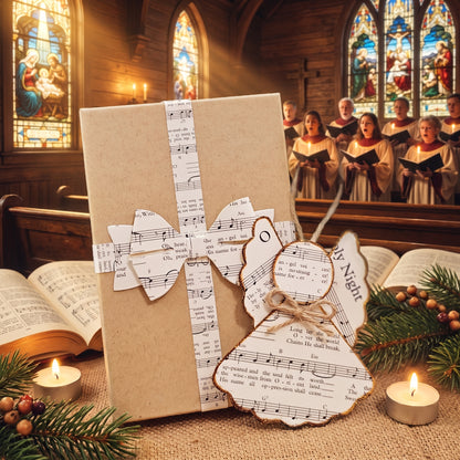 O Holy Night Paper Angel Ornament | Handmade Hymn Page Keepsake