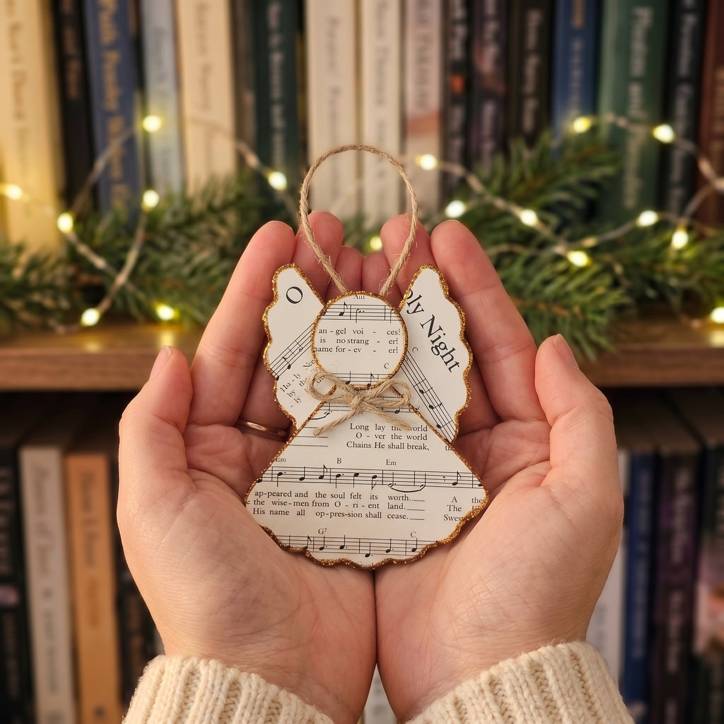O Holy Night Paper Angel Ornament | Handmade Hymn Page Keepsake