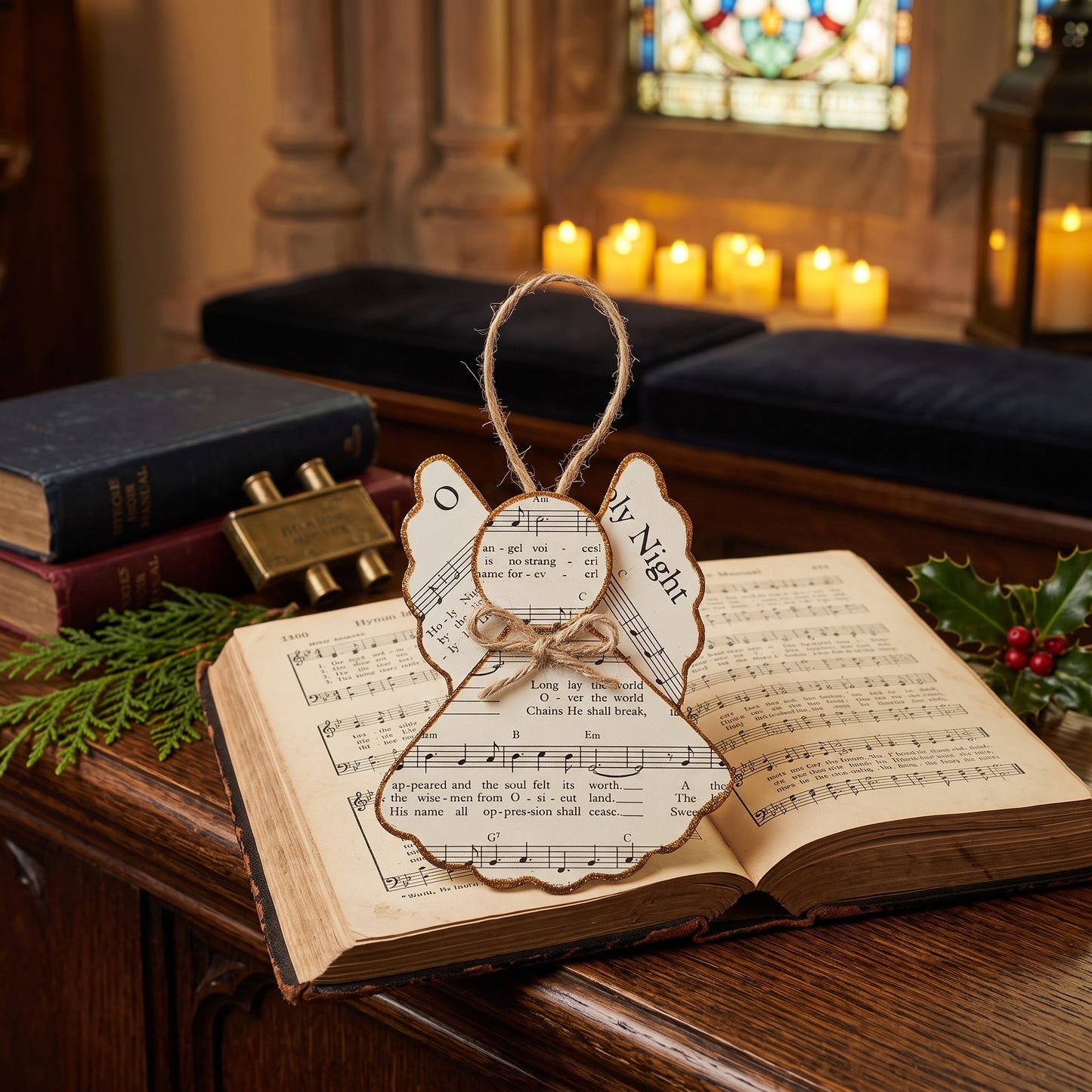 O Holy Night Paper Angel Ornament | Handmade Hymn Page Keepsake