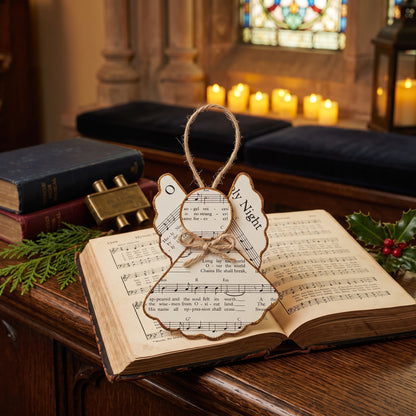 O Holy Night Paper Angel Ornament | Handmade Hymn Page Keepsake