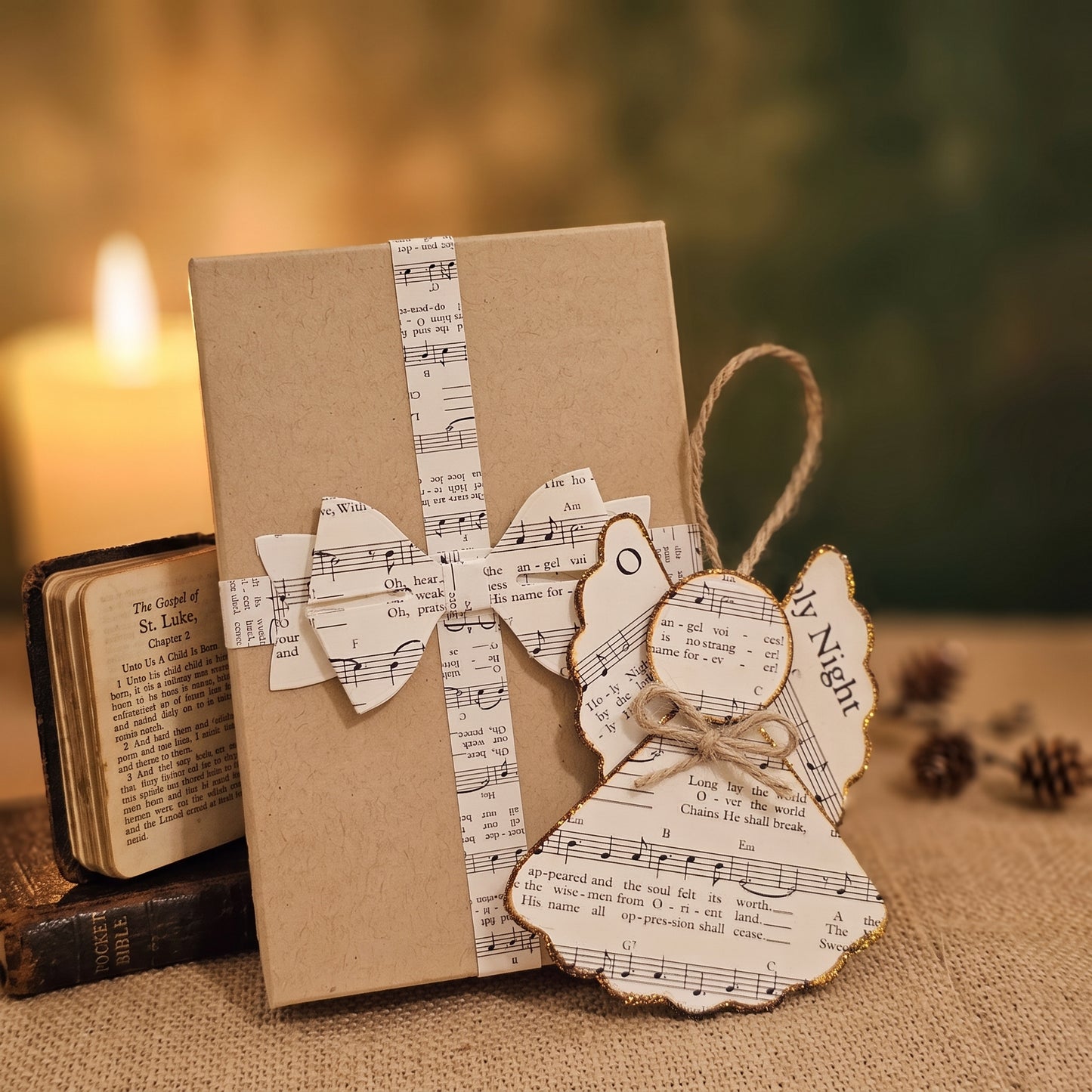 O Holy Night Paper Angel Ornament | Handmade Hymn Page Keepsake